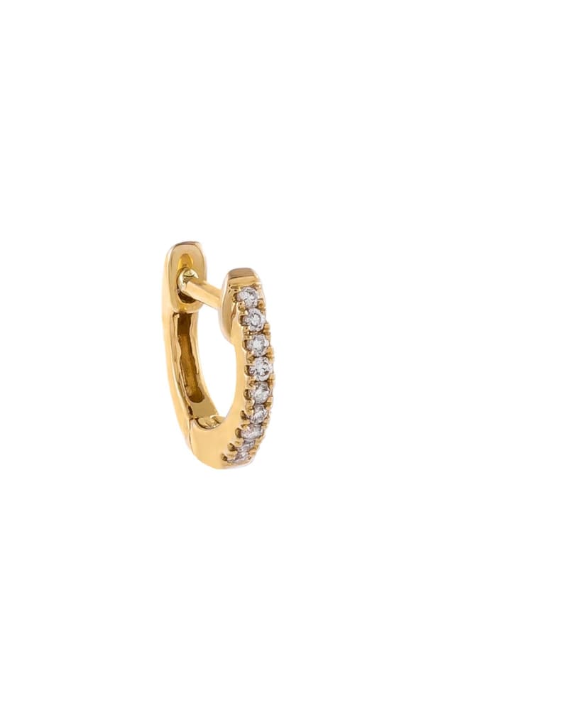 Front of a size One Size Itty Bitty Diamond Cartilage Huggie Earring 14K Gold One Size in 14K Gold by By Adina Eden. | dia_product_style_image_id:292455